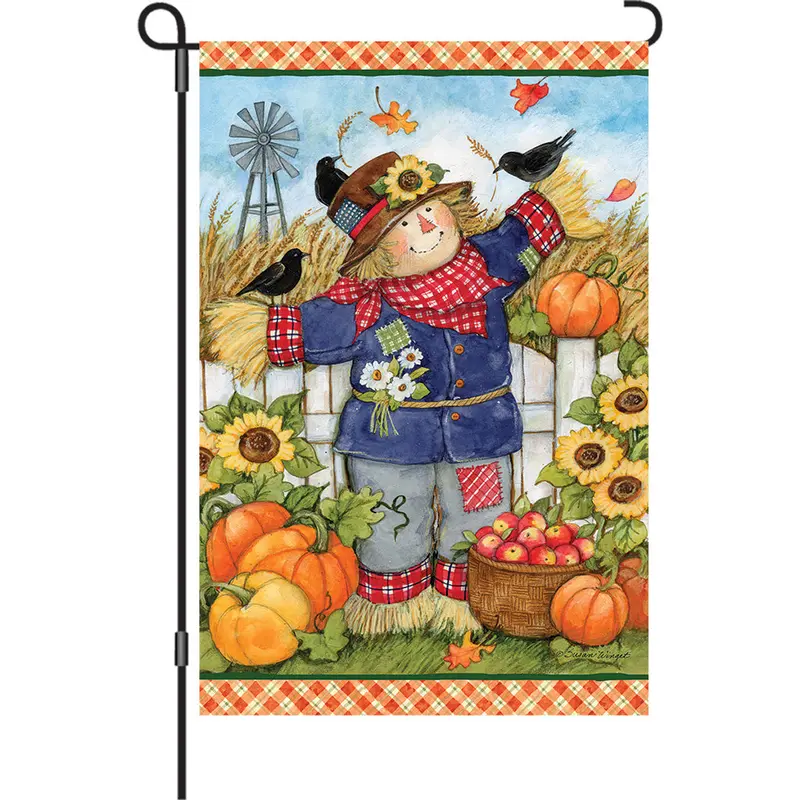 13 In. Elite Oversized Garden Flag - Plaid Scarecrow 1