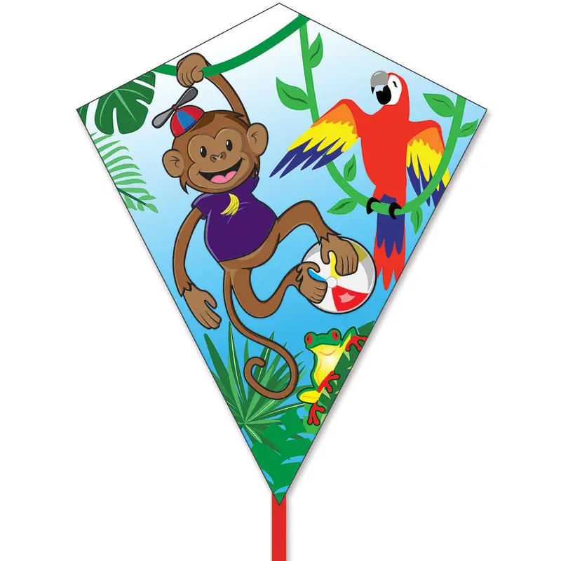 25 In. Diamond Kite - Monkey, Parrot And Tree Frog 1