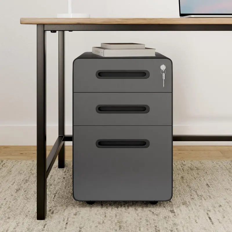 3-Drawer Metal Mobile File Cabinet With Locking Keys 1
