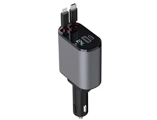 4-In-1 Fast Car Charger With Retractable Cables & Pd Fast Charging For Mobiles 1
