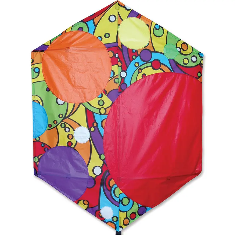 56 In. Rokkaku Kite - Rainbow Bubbles 1