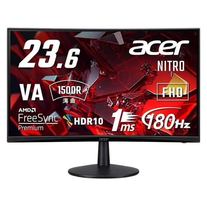 Acer Nitro Ed240q S Curved Gaming Monitor 23.6-Inch Fhd 1920X1080, Va Panel Technology, Hdr10, 180Hz Refresh Rate, 1Ms Response Time, Amd Freesync Premium Technology, Built-In Speakers - Black 1