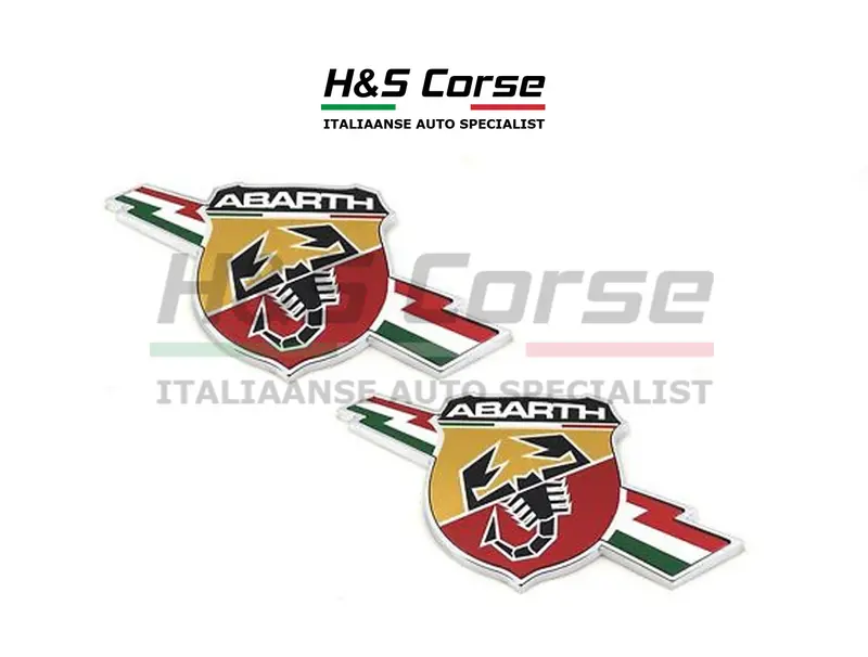 Aluminium Abarth Embleem Set Van 2 - Voor Zijkant Auto 1