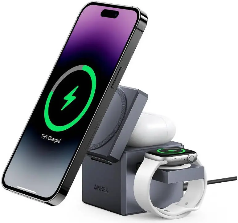 Anker 3-In-1 Cube With Magsafe - Gray Y1811ka1 1