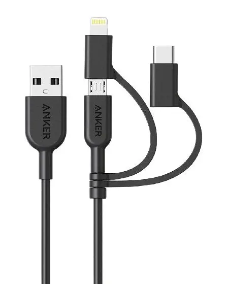 Anker 3 In 1 Powerline Ii (0.9M) C89 - Black A8436h12 1
