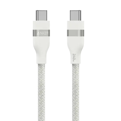 Anker Usb-C To Usb-C Cable 240W (Upcycled-Braided) (0.9M/3Ft) A82e2h21 - White 1
