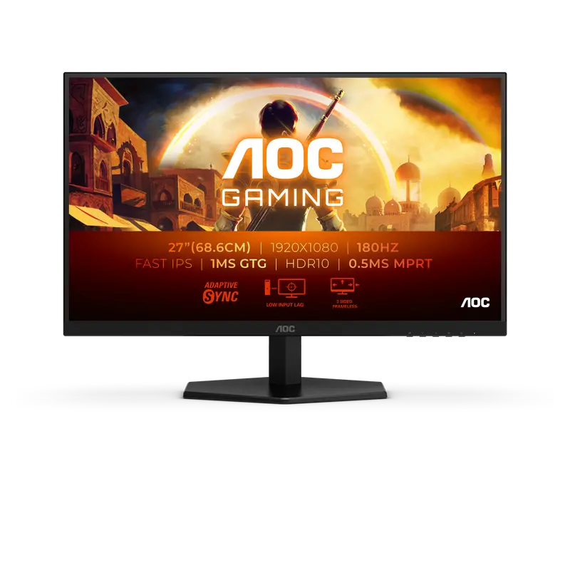 Aoc 27G42e 27" Fhd(1920 X 1080), 180Hz Refresh Rate, 0.5Ms Response Time, Ips Flat Gaming Monitor - Black 1