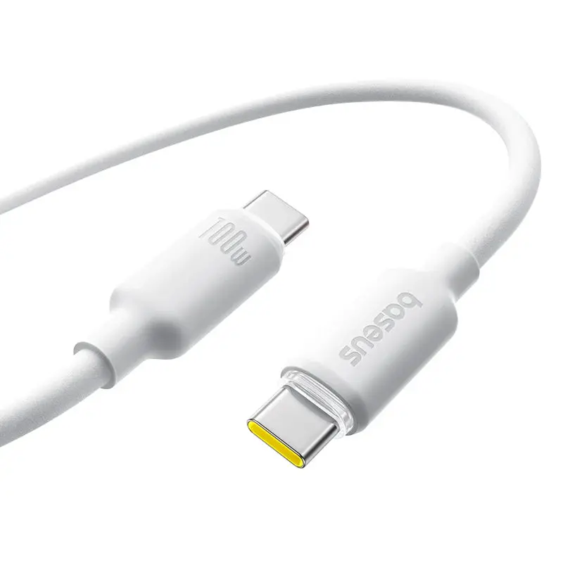 Baseus Foamed Silicone Fast Charging Data Cable Usb-C To Usb-C 100W 2M - Moon White 1