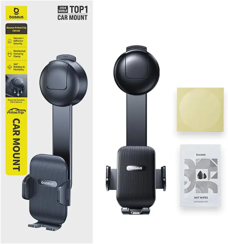 Baseus Primetrip C03 Air Clamping Car Mount Suction Cup Version - Black 1