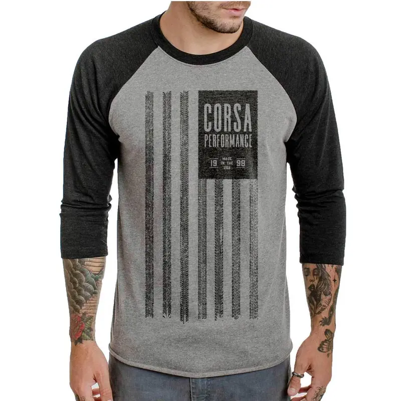 Black And Grey / Corsa Men's 3/4 Sleeve T-Shirt 1