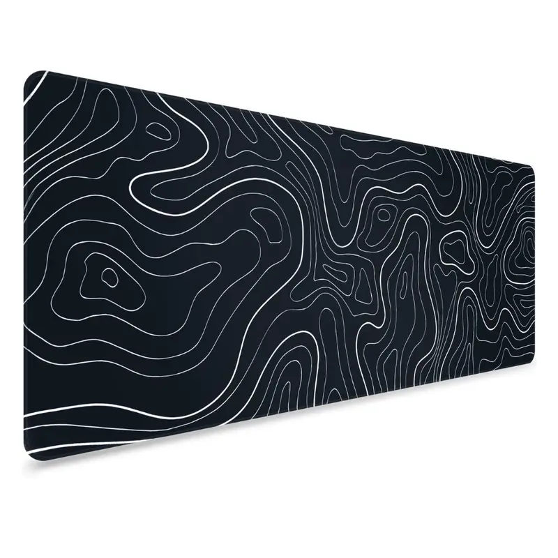Black Decorated With White Lines Waterproof Anti-Slip Mousepad Xxxl 120 X 60 Cm 1