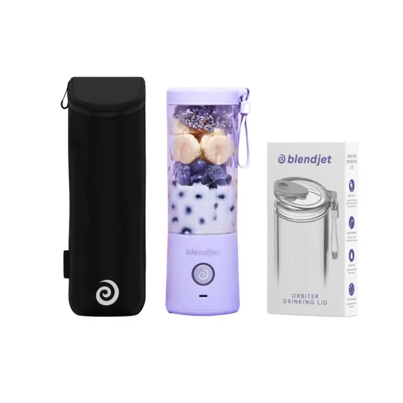 Blendjet V2 Portable Blender Bundle, Jetsetter Insulated Sleeve & Orbiter Drinking Lid, 16 Oz 1