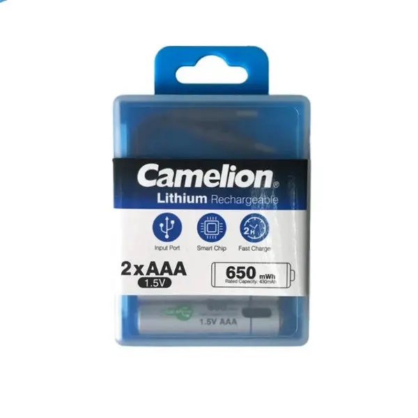 Camelion Rechargeable Lithium Battery: Type-C Input Battery Ub-Aaa650-Pbh2 ( 2Pcs/Box+10Cm Type A To Type C X 2 Cable ) 1.5V Lithium Aaa Rechargeable - 430Mah / 650Mwh 7 1