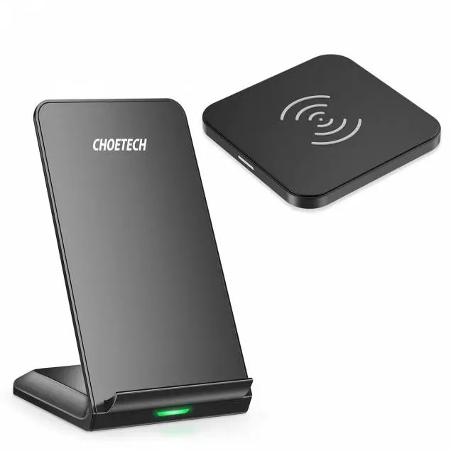 Choetech 2-Pack 10W Qi Wireless Chargers - 1 Stand And 1 Flat - Black 1