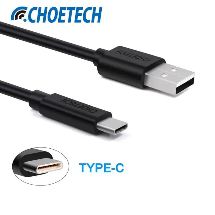 Choetech Ac0003 3A Usb-A To Usb-C Cable 2M - Black 1
