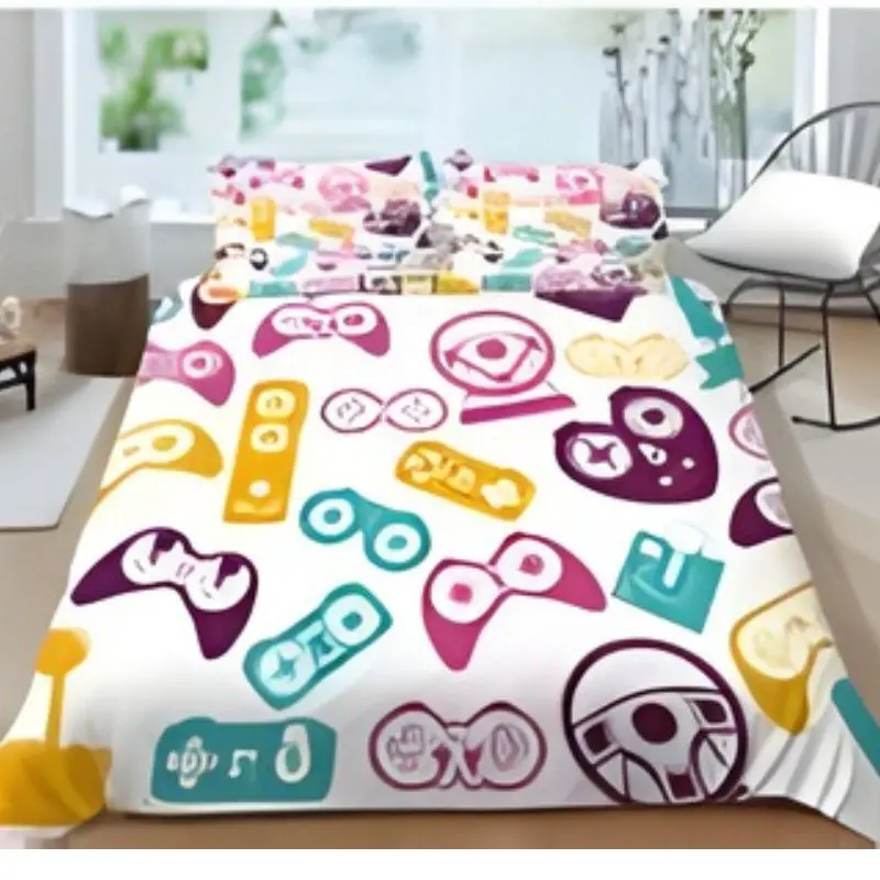 Colored Console Joysticks Creative Fashionable Duvet Cover 3D Bed & Pillow Sheet Size 145 X 210 1