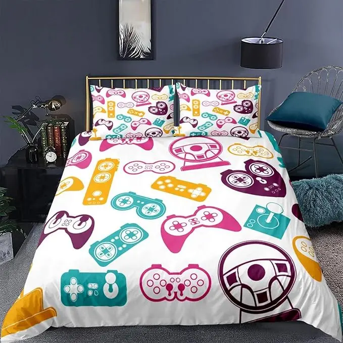 Colored Console Joysticks Creative Fashionable Duvet Cover 3D Bed & Pillow Sheet Size 220 X 220 1