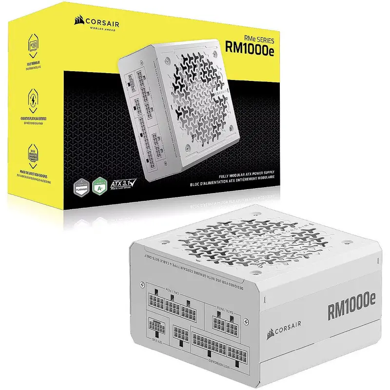 Corsair Rme Series Rm1000e Fully Modular 80 Plus Gold Low-Noise Atx Power Supply - White 1