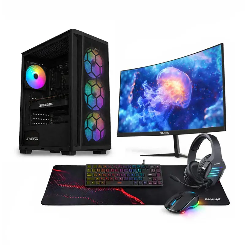 Custom Gaming Pc Bundle Intel Core I5-14400F, Rtx 5060 8Gb, Ddr4 16Gb, 500Gb Ssd, With 24" Curved Monitor & Gamax Gm-204 Full Pc Accessories 1