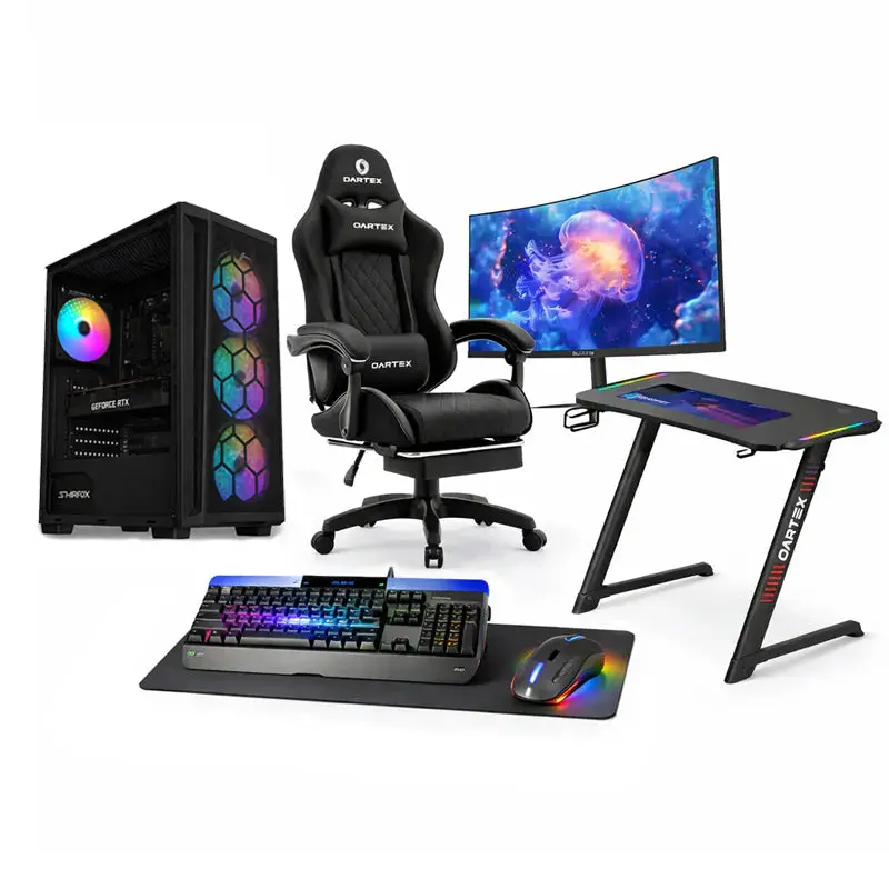 Custom Gaming Pc Bundle Intel Core I5-14400F, Rtx 5060 8Gb, Ram 16Gb Ddr4, 500Gb Ssd, With 24" Curved Monitor & Full Setup 1