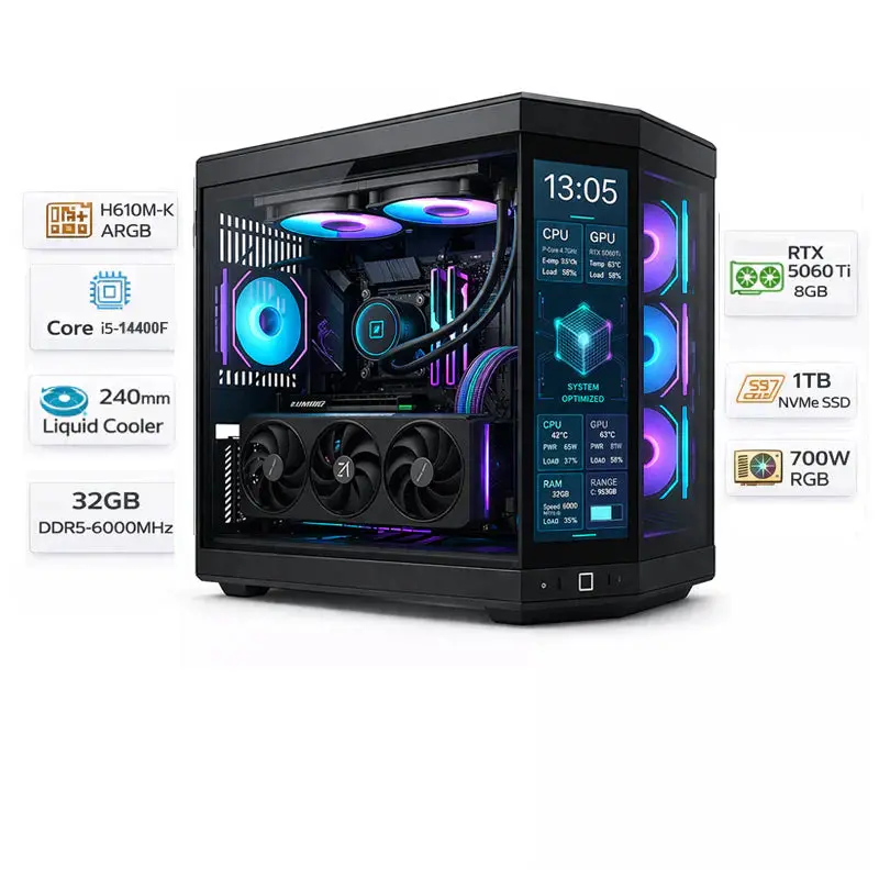 Custom Gaming Pc Intel Core I5-14400F, Rtx 5060 Ti 8Gb, 32Gb Ddr5 Ram, 1Tb Nvme Ssd, Windows 11 Pro 1