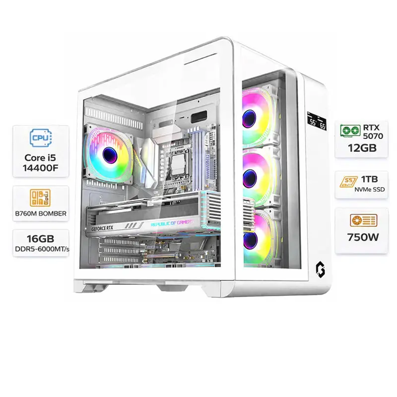 Custom Gaming Pc Intel Core I5-14400F, Rtx 5070 (Vram 12Gb Gddr7), 16Gb Ram Ddr5, 1Tb Ssd, Windows 11 Pro 1