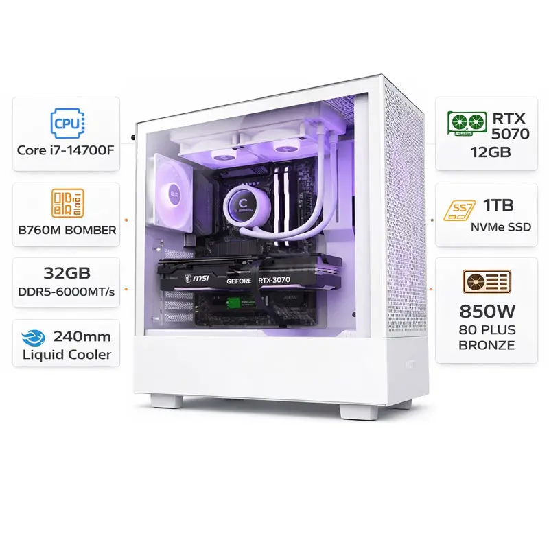 Custom Gaming Pc Intel Core I7-14700F, Rtx 5070 12Gb, 32Gb Ddr5 Ram, 1Tb Nvme, Windows 11 1