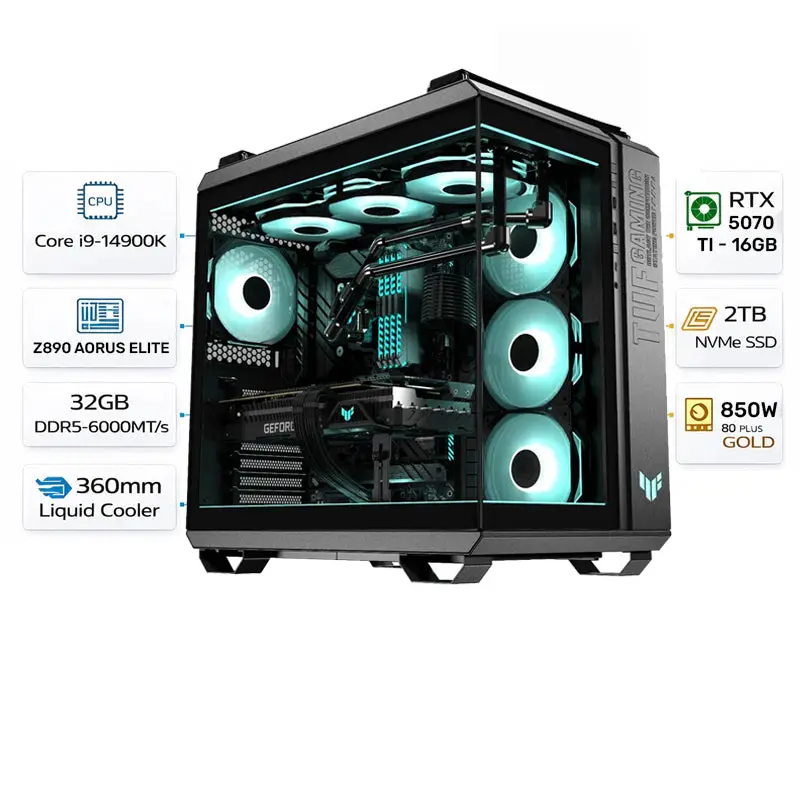 Custom Gaming Pc Intel I9-14900K, Rtx 5070 Ti 16Gb, 32Gb Ddr5 6000Mhz Ram, 2Tb Ssd, Windows 11 Pro 1