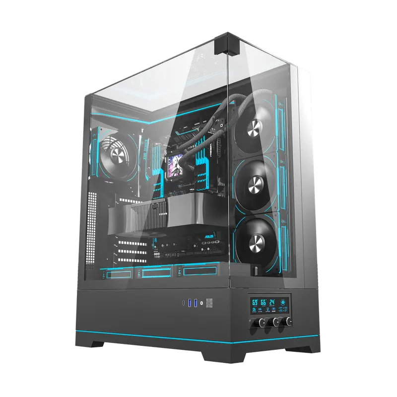 Darkflash Dy450l Pro 4 Digital Fans Case - Black 1