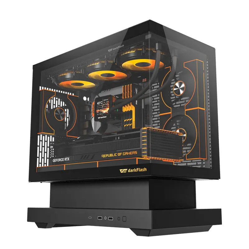 Darkflash Floatron F1 M-Atx Pc Case With 6 Fans Gaming Case, Black 1