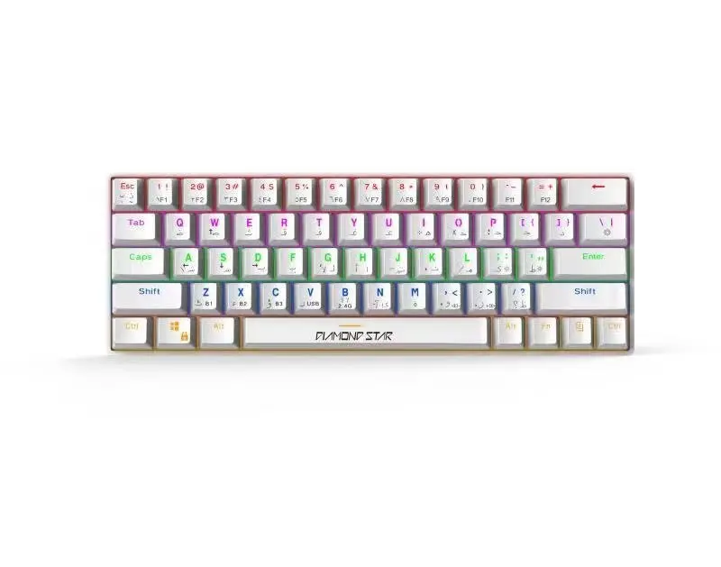 Diamond Star Wired Mechanical Keyboard 61 Keys – Rgb White (Arabic-English) Mh7288b 1