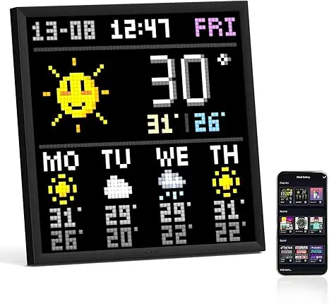 Divoom Pixoo-64 Wifi Pixel Art Cloud Display 64 X 64 Led Digital Frame For Gaming Room Decoration With App Control - Black 1