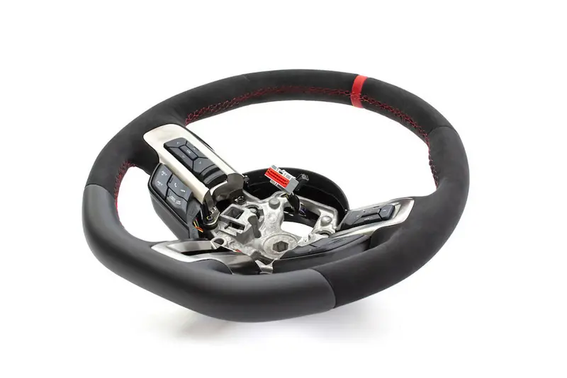 Ford Performance Mustang Alcantara Steering Wheel - Red Sightline (2018-2023) 1