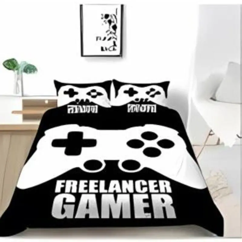 Freelancer Gamer Bedding Creative Fashionable 3D Duvet Cover Black Bed & Pillow Sheet 1