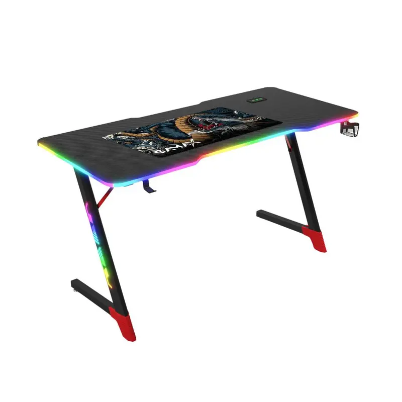 Gamax D2501 3 Sides Rgb Carbon Fiber Gaming Table 120*60*74 Cm With Mousepad - Black (Installation Not Included) 1