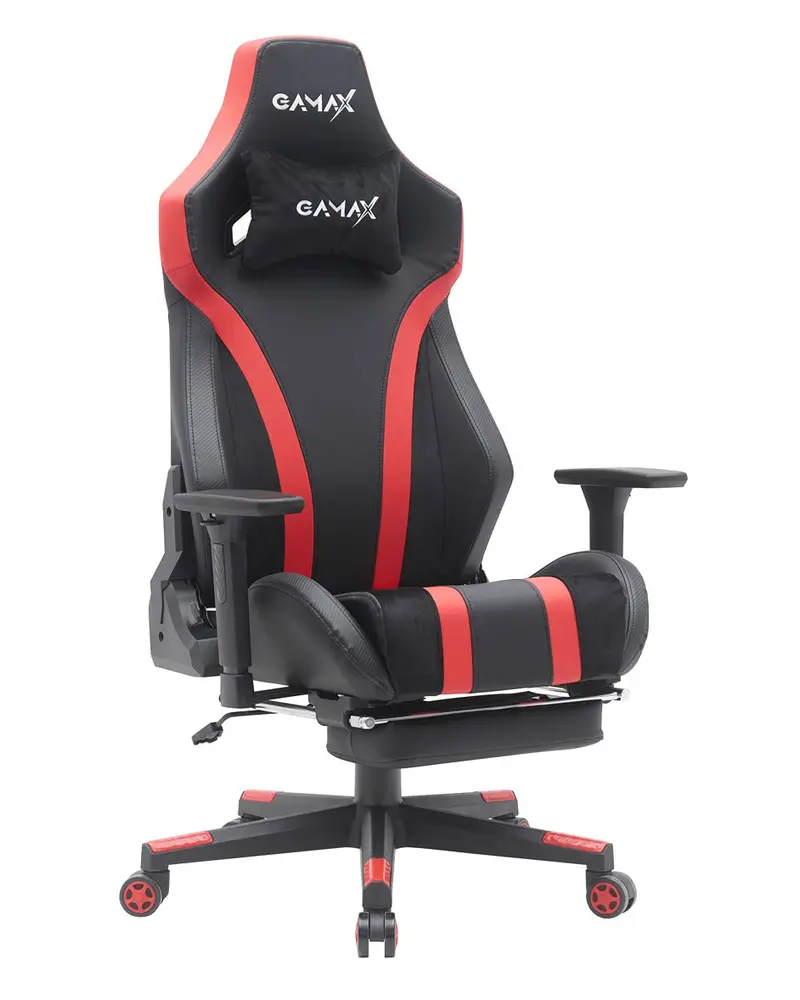 Gamax Gaming Chair Model Bs-7012 With Foot Rest - Black & Red ( Installation Not Included ) 1