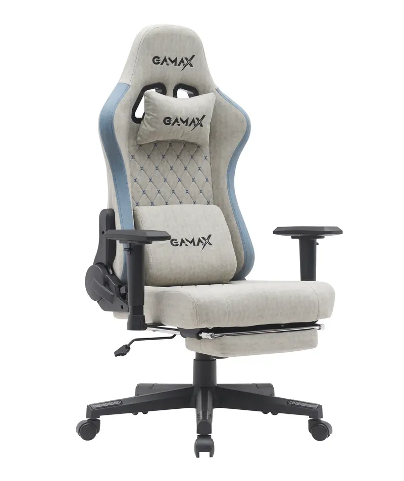Gamax Gaming Chair Model Bs-7970 With Foot Rest - Light Gray ( Installation Not Included ) 1