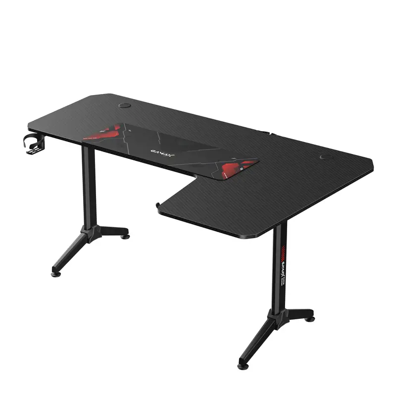 Gamax Hy-R Gaming Table (L-Shaped) 160*100*75Cm With Mousepad Right - Black ( Installation Not Included ) 1