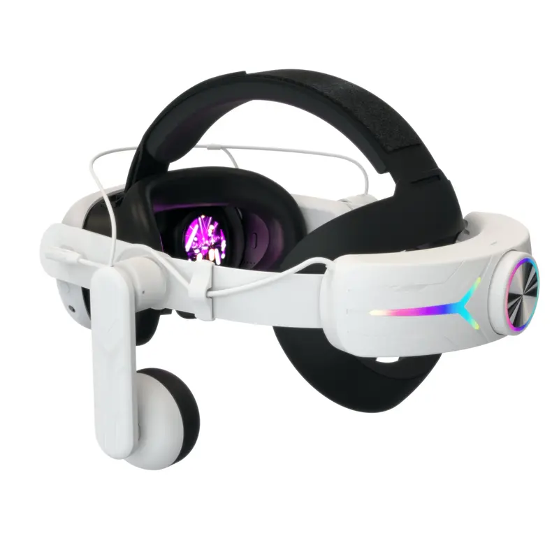 Gamax Meta Quest 3 Head Strap With 8000Mah Battery , Dazzle Light & Headphone - White 1