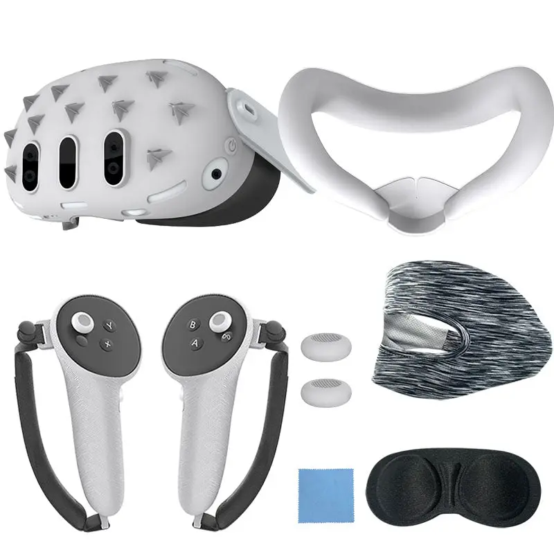 Gamax Meta Quest 3 Hexagon Flat Silicone Protective Case Set - White 1