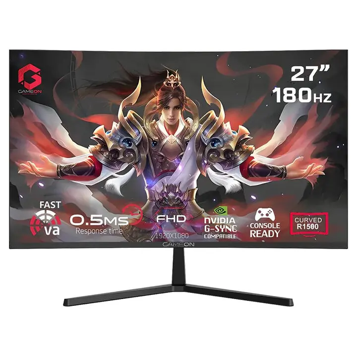 Gameon Gc27f180va Pro Series 27" Fhd, Refresh Rate 180Hz, Mprt Response Time 0.5Ms, Hdmi 2.1, Fast Va Panel Curved Gaming Monitor 1500R 16:9 (Supports Ps5) - Black 1