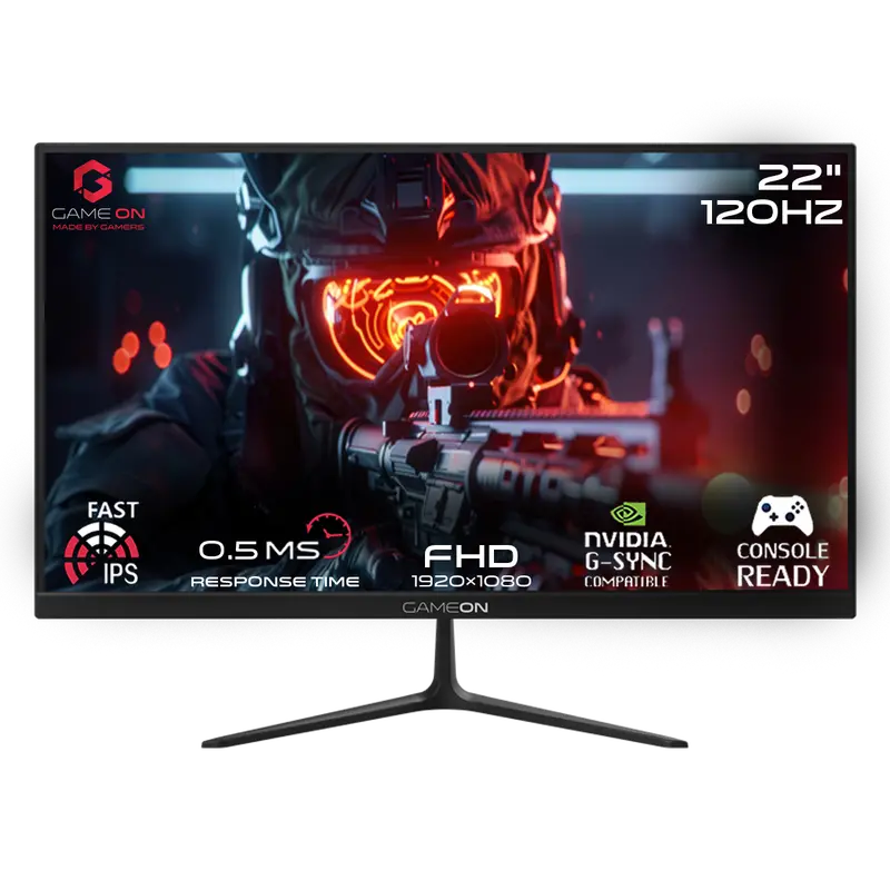 Gameon Goes22fhd120ips 22" Fhd 1920X1080, 120Hz Refresh Rate, 0.5Ms Response Time, Hdmi 2.1, Ips Flat Gaming Monitor - Black 1