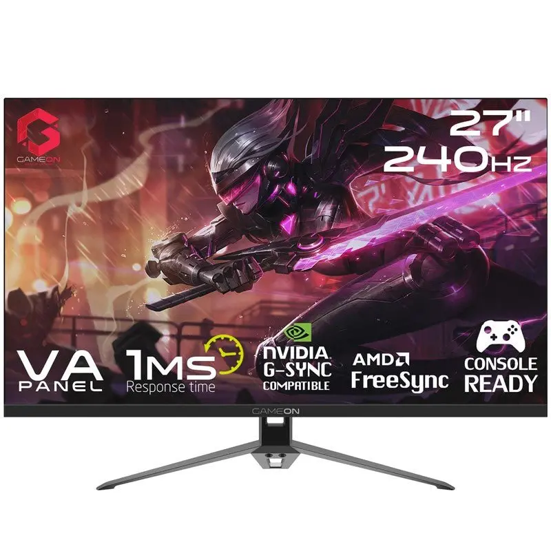 Gameon Gop27fhd240va 27" Fhd, 240Hz, 1Ms (1920X1080) Flat Va Gaming Monitor With G-Sync & Free Sync (Hdmi 2.1 Console Compatible) - Black 1