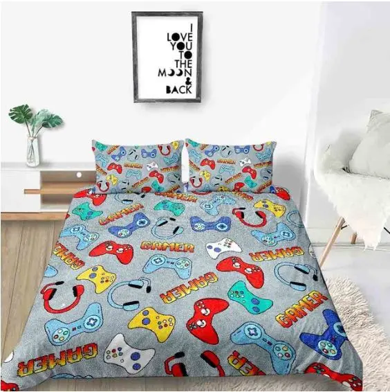Gamer Gray Bedding Set For Young People Creative Fashionable Unique Design Bed & Pillow Sheet 1
