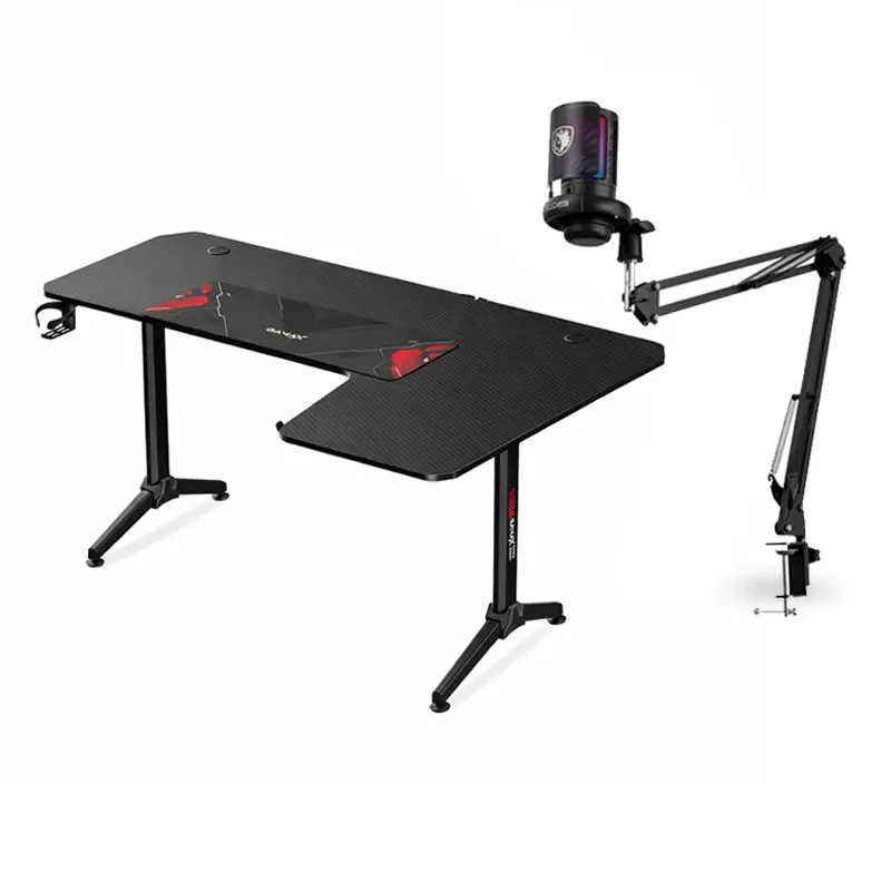 Gaming Bundle Gamax Hy-R Gaming Table (L-Shaped) 160*100*75Cm With Mousepad - Right + Free Sades Me6s Tyto Gaming Microphone - Black 1