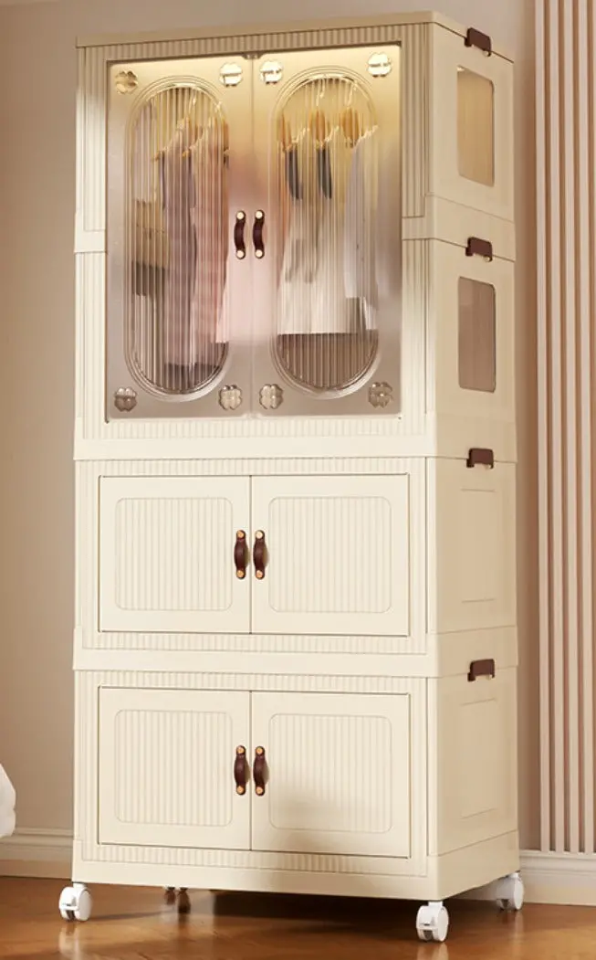Home Kid Clothes Toy Organizer Folding Plastic Storage Box Cabinet With 10 Clothes Hanger  66X43x143 Cm 1