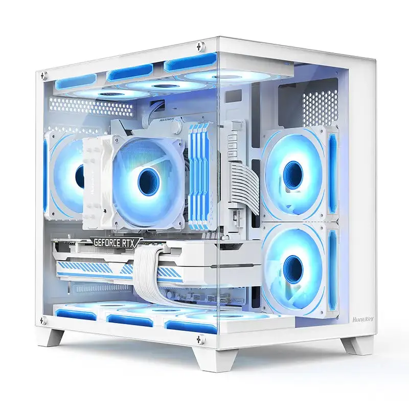 Huntkey S970 Storm Max Cryo Edition M-Atx Pc Case With 7Pcs Fans - White 1