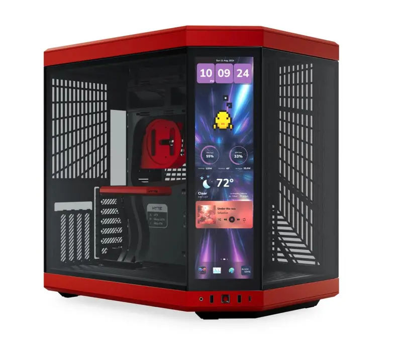 Hyte Y70 Touch Infinite 14.5 Inch Integrated Ips Touchscreen Atx Case, Black Cherry 1