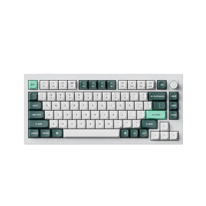 Keychron Q1 He 75% Rgb Backlight Swappable Fully Assembled Knob, Qmk Wireless Mechanical Gaming Keyboard (Gateron Double-Rail Magnetic Nebula Switch) - Shell White - English/Arabic Keyboard 1