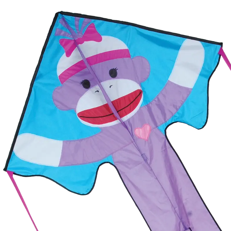Large Easy Flyer Kite - Girly Sock Monkey 1